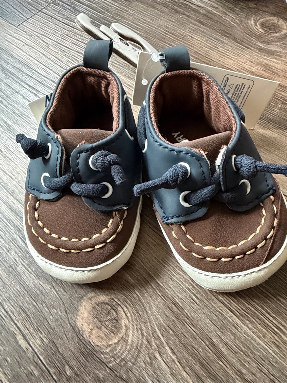 Sperry Brown and Navy Baby Boat Shoes